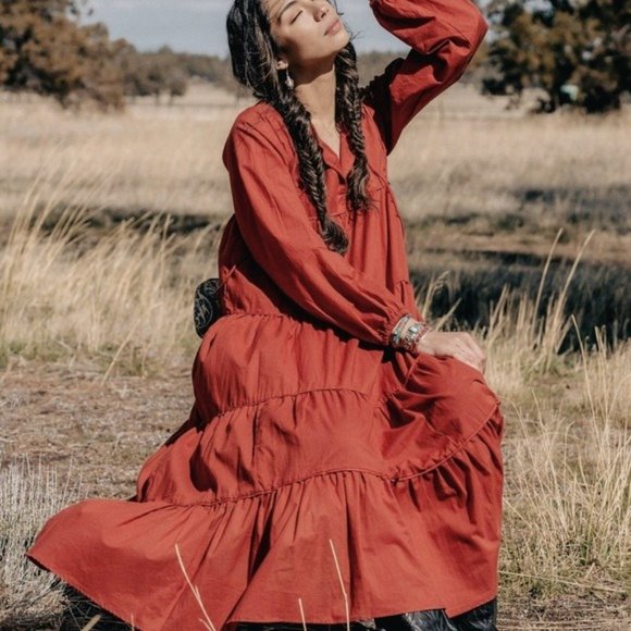 NWT Maelu Cotton Maxi Red Dress - Picture 1 of 5